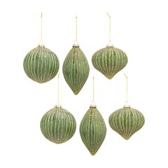 Ornament (Set of 6) 4.25"H, 4.5"H, 6"H Glass