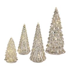 LED Tree (Set of 4) 6.5"H, 7.75"H, 10"H, 12"H Glass