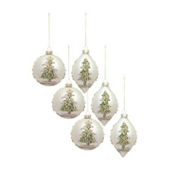 Ornament (Set of 6) 5"H, 6"H Glass
