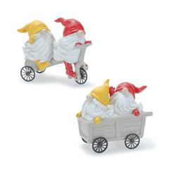 Gnome w/Scooter and Wheelbarrow (Set of 4) 5"H Resin