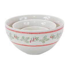 Christmas Bowl (Set of 3) 3.5"D x 2"H, 5"D x 2.75"H, 6.75"D x 3.75"H Stoneware
