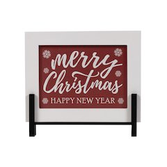 Merry Christmas/Happy New Year Sign 8.5"L x 7.75"H MDF/Wood