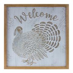 Welcome Turkey Frame 20"SQ Metal/Wood