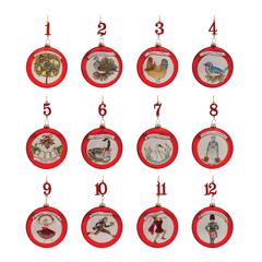12 Days Of Christmas Ornaments (Set of 12) 4.75"H Glass