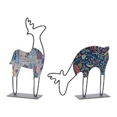 Deer (Set of 2) 9.75"L x 8"H, 6"L x 12"H Iron