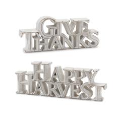 Happy Harvest and Give Thanks Sign (Set of 2)