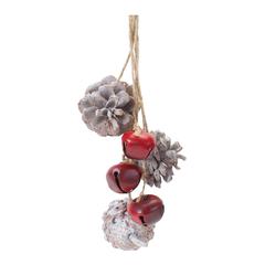 Bell and Pine Cone Ornament (Set of 6) 14"H Iron/Cone