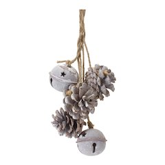 Bell And Pine Cone Ornament (Set of 6) 14"H Iron/Cone