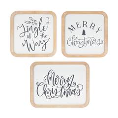 Christmas Plaque (Set of 12) 5"SQ, 5"SQ, 6.5"L x 5"H MDF/Wood