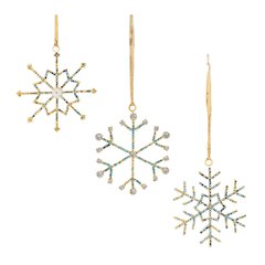 Jeweled Metal Snowflake Ornament (Set of 12)
