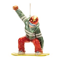 Glittered Glass Snowboarder Ornament (Set of 6)