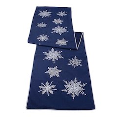 Embroidered Snowflake Table Runner 72"L