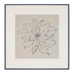 Framed Poinsettia Print Under Glass 20"SQ