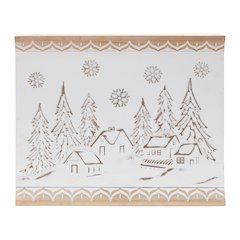 Carved Wood Winter Village Wall Art 19"L
