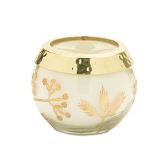 Frosted Juniper Scented Soy Candle with Pressed Leaf Lid (Set of 3)