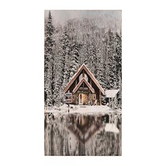 Wooden Winter Lake Lodge Plaque 17.5"H
