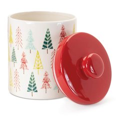 Ceramic Pine Tree Print Cookie Jar 10"H
