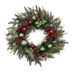 Mixed Pine Ornament and Pincone Wreath 28"D