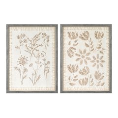 Framed Floral Wall Art Under Glass  (Set of 2)