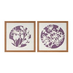 Framed Floral Wall Art Under Glass (Set of 2)