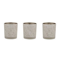 Set of 3 Silver & Gold Glass Votive Candle Holders