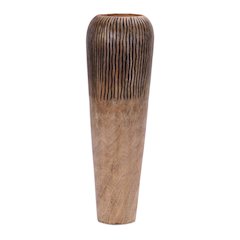 Carved Mango Wood Vase 18"H