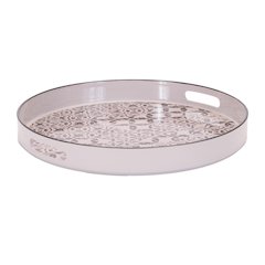 Round Ornate Geometric Print Tray 17.5"D