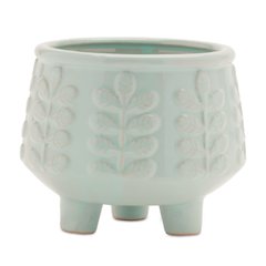 Footed Ceramic Leaf Pattern Planter (Set of 4)