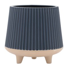 Ceramic Ribbed Footed Planter (Set of 2)