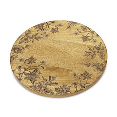 Floral Etched Mango Wood Tray