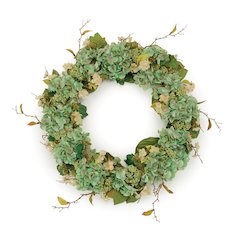 Hydrangea and Seedum Floral Wreath 32"D
