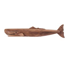 Pine Wood Whale Wall Accent 34"L