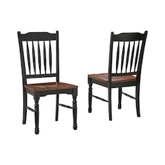 Solid Rubberwood Dining Chairs with Black Slatback Finish, Set of 2
