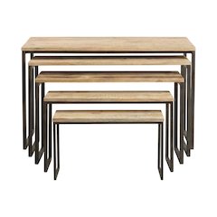 Set Of Five Iron & Recyc Wood Rect Nesting Display Risers