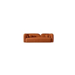 Orange Boucle Cloud Sofa, Comfy and Fluffy Couch with Solid Wood Frame