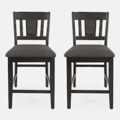 Upholstered Slatback Counter Height Stool with Nailhead Trim (Set of 2)