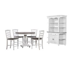 48" Round Adjustable 30”H or 36” Counter Height Pedestal Dining Table Set