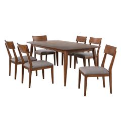 Mid Century 7 Piece 78" Rectangular Dining Table Set