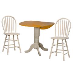 3 Piece 42" Round Extendable Drop Leaf Pub Table Set