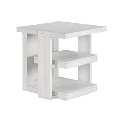 Dover 24” Large Square Side End Table with Storage Shelves