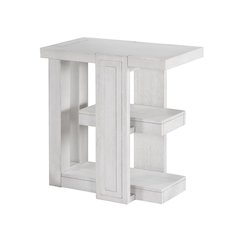 Dover Chairside 14” Slim Rectangular Side End Table with Storage Shelves