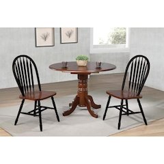 3PC 42" Round Extendable Solid Wood Dining Set