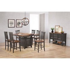 5 PC Counter Height Extendable 42-54" Pub Dining Table Set Built in Storage