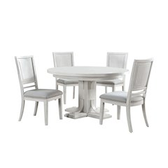 5PC 54” Round -72" Oval Expandable Pedestal Dining Table Set