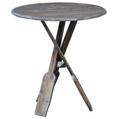Cottage Round Boat Oar Accent Table