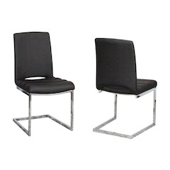 Delta Upholstered Fabric Dining Chairs, S-Shaped Chrome Cantilever Base, Black
