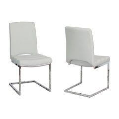 Delta Upholstered Fabric Dining Chairs, S-Shaped Chrome Cantilever Base, Light