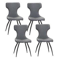 Echo Upholstered Dining Chairs, Set of 4, Matte Black Tapered Metal Legs