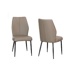 Mara Faux Leather Dining Chairs, Set of 2, Matte Black Metal Legs, Mocha