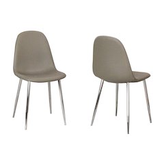 Venu Dining Chairs, Polished Chrome Silver Tapered Legs, Mocha Brown Armless